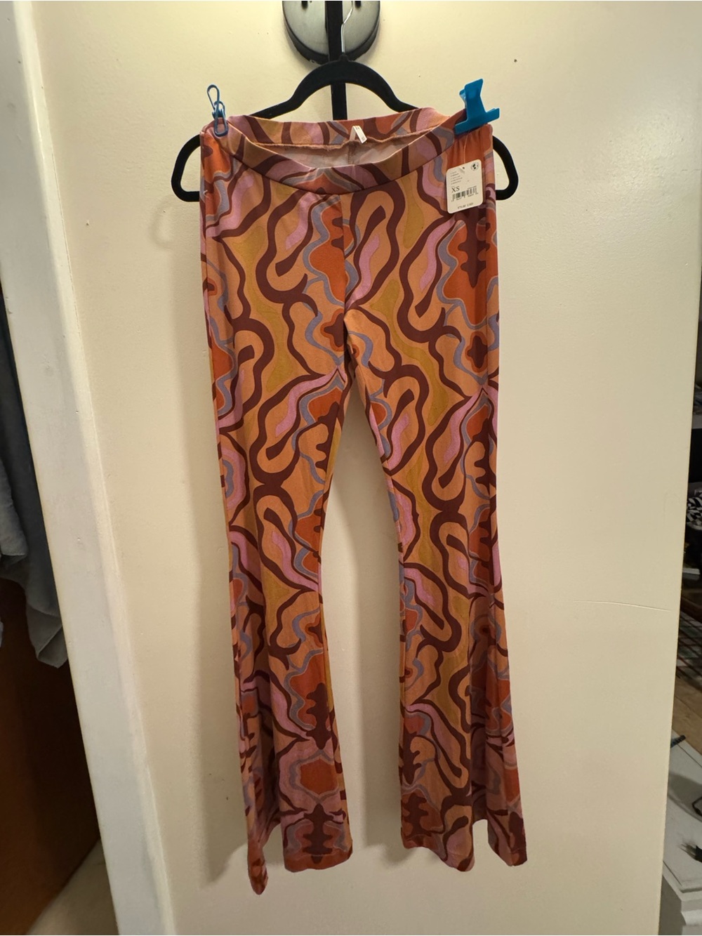 Free People Retro Swirl Flare Pants - Rust, Pink, Lavender